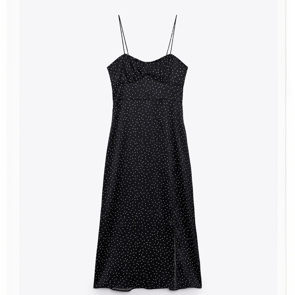 Zara dotted midi corset dress